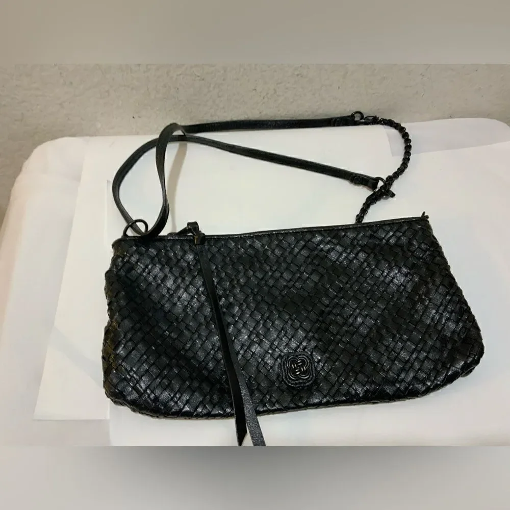 Elliot Lucca Braided Leather Small Shoulder Bag Purse